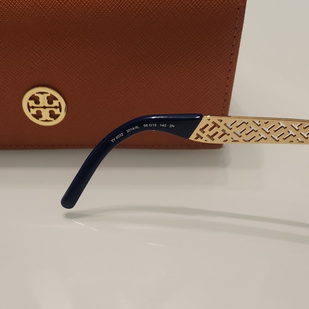 Tory Burch Sunglasses and Case - TY6032 Navy Gold - Picture 5 of 9
